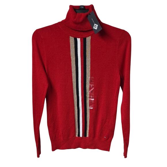 Tommy Hilfiger Sweaters - Tommy Hilfiger Global Cable Stella Red Turtleneck Sweater Womens Size Small NWT